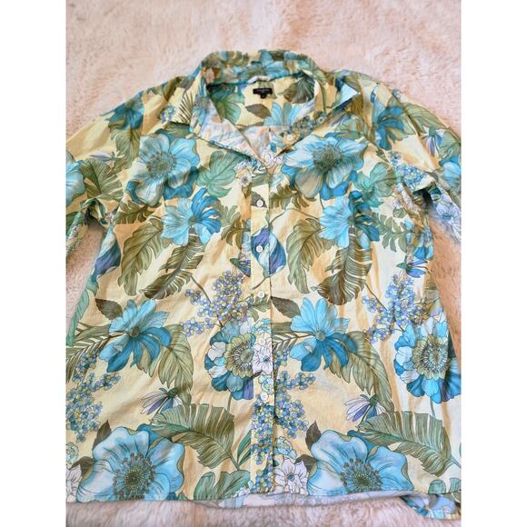 Talbots Tropical Print Long Sleeve Button Down collared shirt 3x - Picture 6 of 9